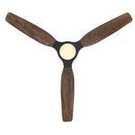 Ventilateur de plafond Louise noir mat Ø142 cm avec éclairage LED et pales en bois massif 100 %