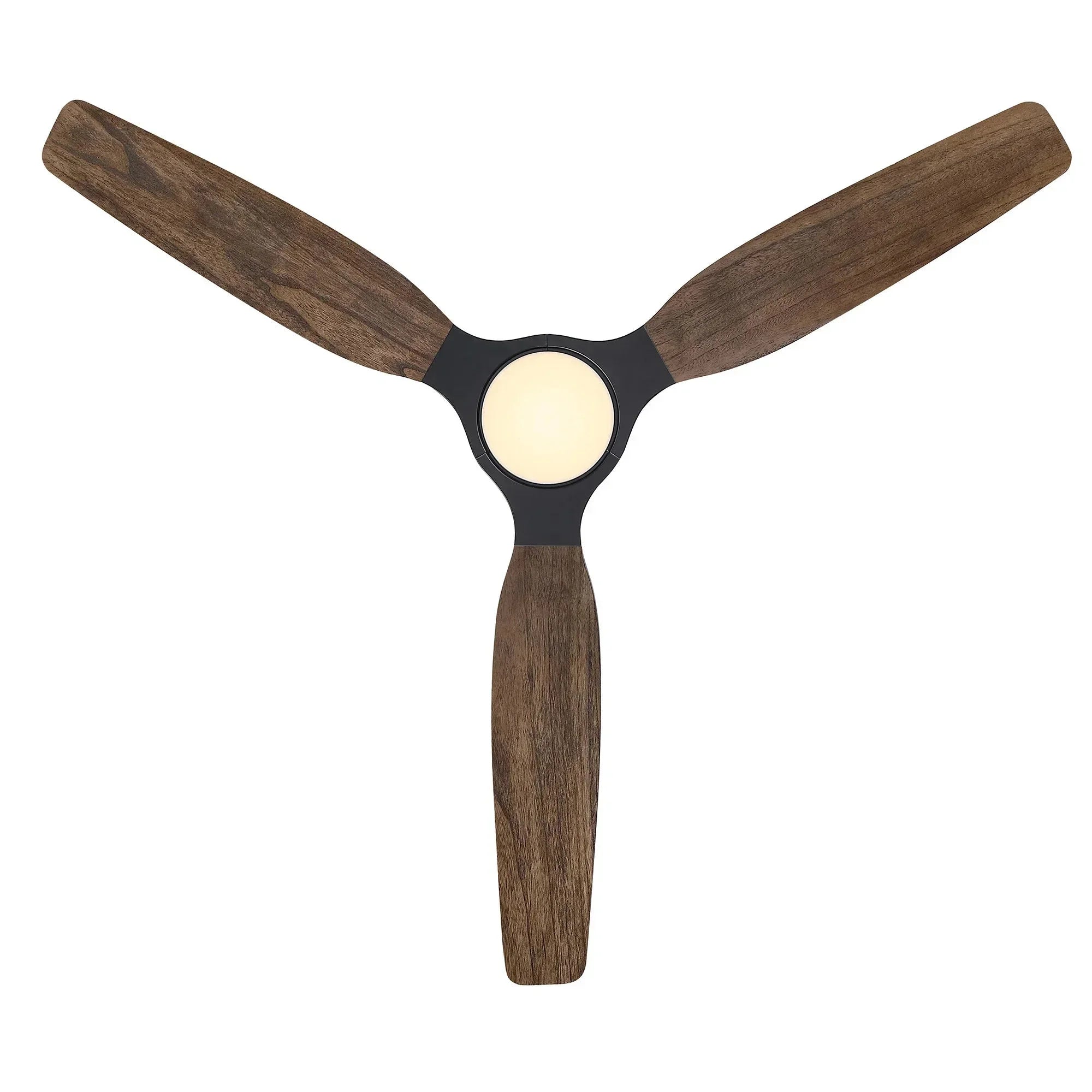 Ventilateur de plafond Louise noir mat Ø142 cm avec éclairage LED et pales en bois massif 100 %
