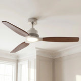 Ventilateur de plafond Louise en nickel brossé/noir noyer Ø142 cm avec pales en bois massif 100 %
