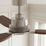 Ventilateur de plafond Louise en nickel brossé/noir noyer Ø142 cm avec pales en bois massif 100 %