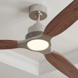 Ventilateur de plafond Louise en nickel brossé/noir noyer Ø142 cm avec pales en bois massif 100 %