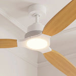 Ventilateur de plafond Louise blanc/bois naturel Ø142 cm avec pales en bois massif 100 %