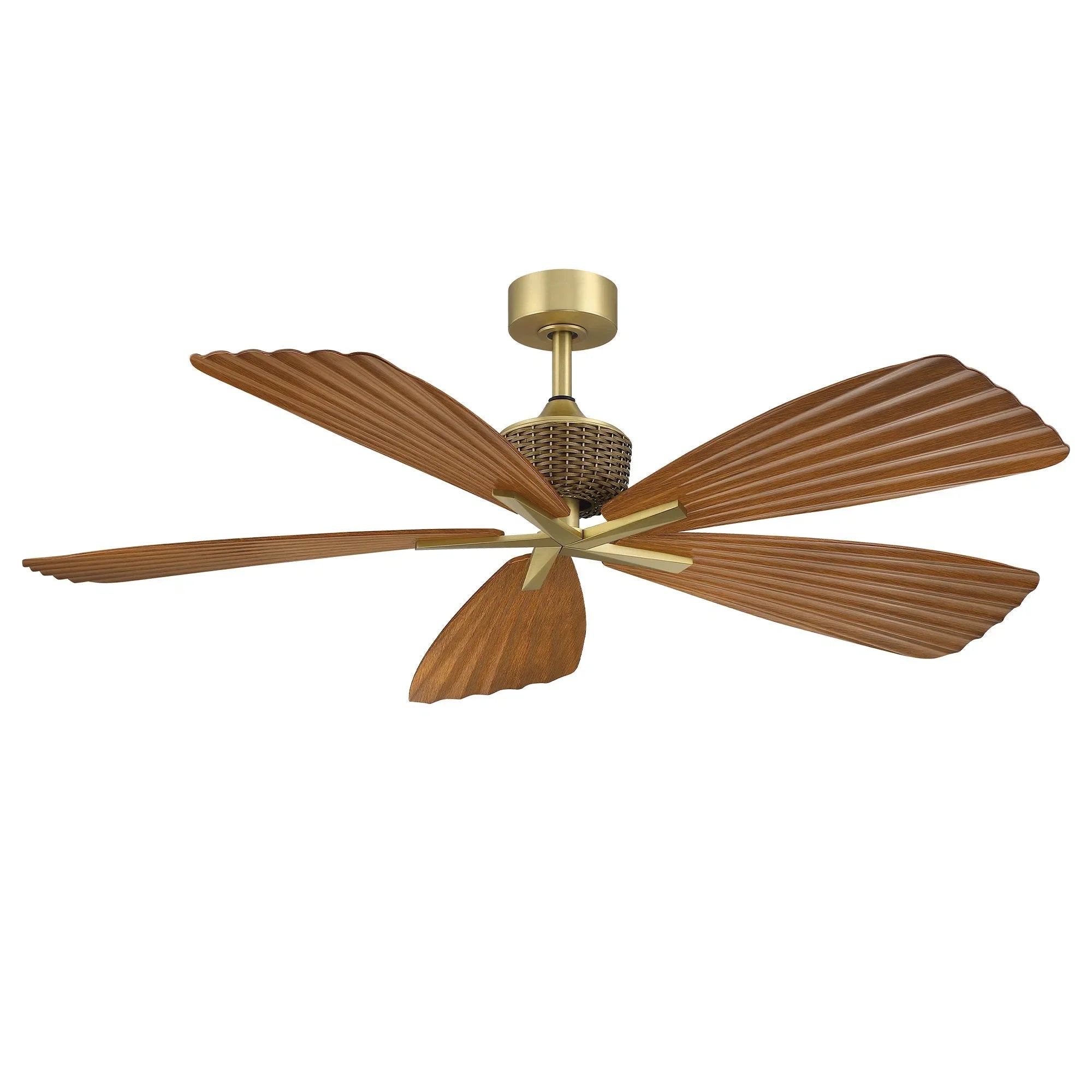 Ventilateur de plafond Palma Ø142 cm avec pales sculpturales de style feuille de palmier