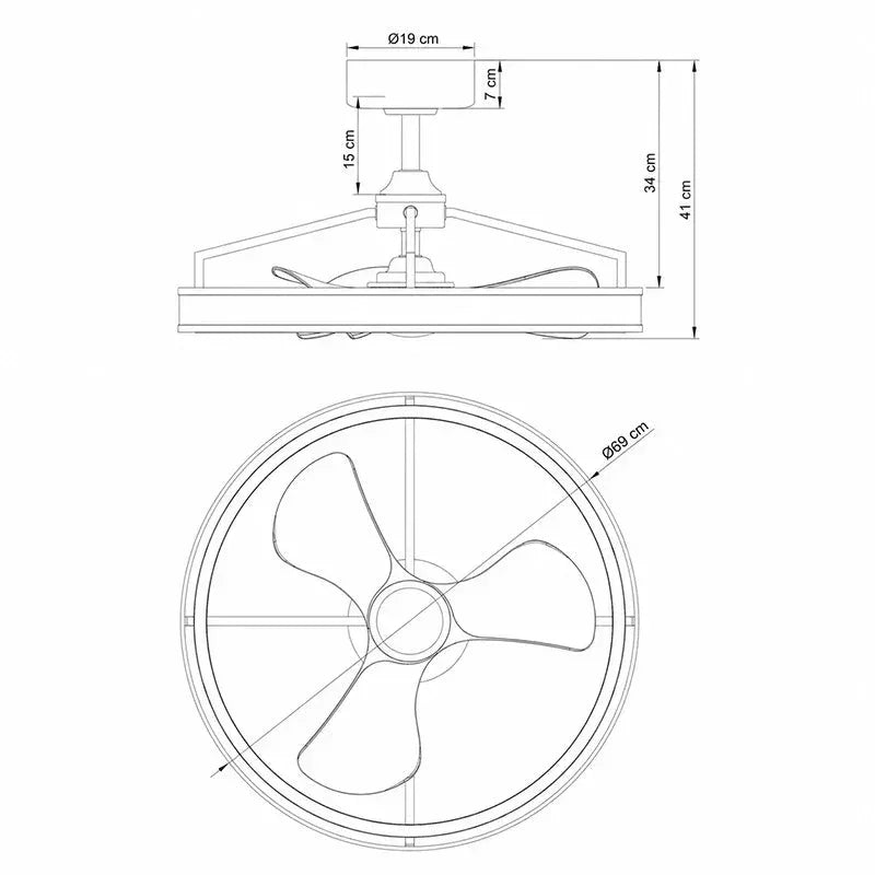 BEXLEY Ceiling Fan Ø69 cm with LED Light and Hidden Blades