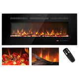 Cheminée électrique murale Blazea 188 cm 74" avec 13 couleurs de flammes, foyer électrique intégré avec télécommande 750/1500W