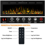 Cheminée électrique murale Blazea 188 cm 74" avec 13 couleurs de flammes, foyer électrique intégré avec télécommande 750/1500W
