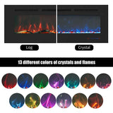 Cheminée électrique murale Blazea 188 cm 74" avec 13 couleurs de flammes, foyer électrique intégré avec télécommande 750/1500W