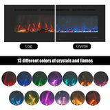 152 cm 60" Cheminée électrique encastrable Blazea Hole in the Wall avec 13 couleurs de flammes, cheminée électrique encastrable avec télécommande 750/1500 W