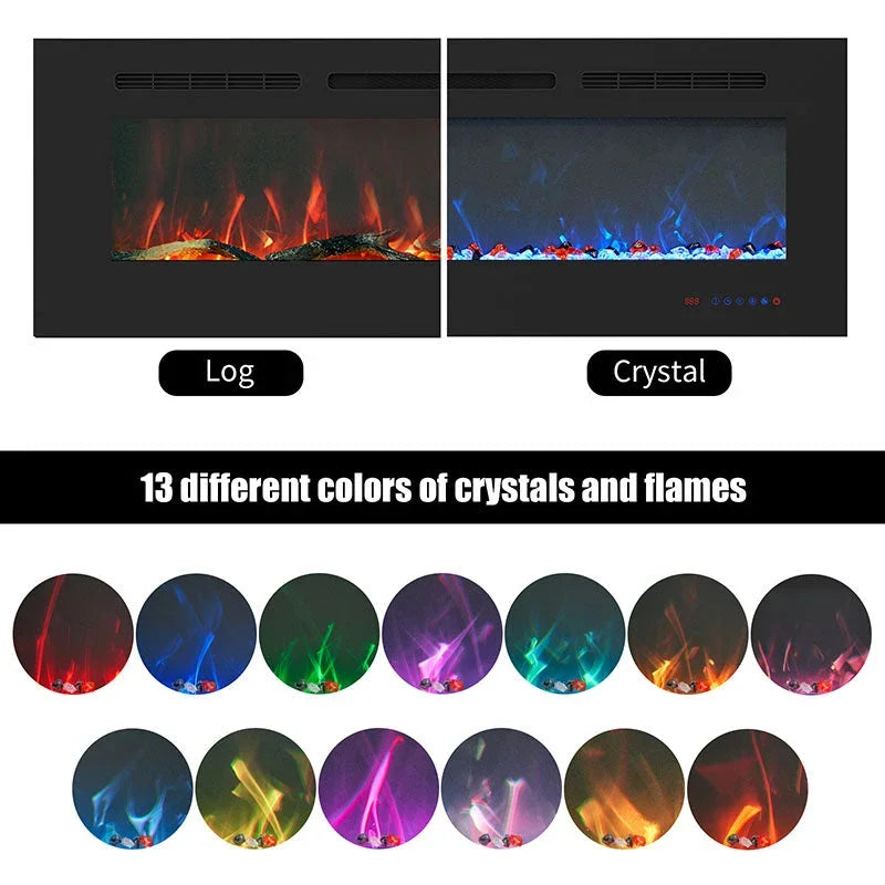 152 cm 60" Cheminée électrique encastrable Blazea Hole in the Wall avec 13 couleurs de flammes, cheminée électrique encastrable avec télécommande 750/1500 W