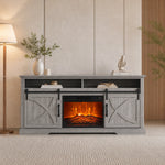173cm/68" Farmhouse Grey TV Stand with 23" Electric Fireplace Inset