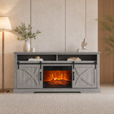 173cm/68" Farmhouse Grey TV Stand with 23" Electric Fireplace Inset