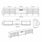 Meuble TV de salon Noxen 292 cm avec cheminée électrique encastrée de 91 cm 