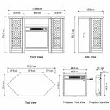 Qubeco 114cm Corner TV Stand with Electric Fire Console Table with 2 Metal Mesh Doors
