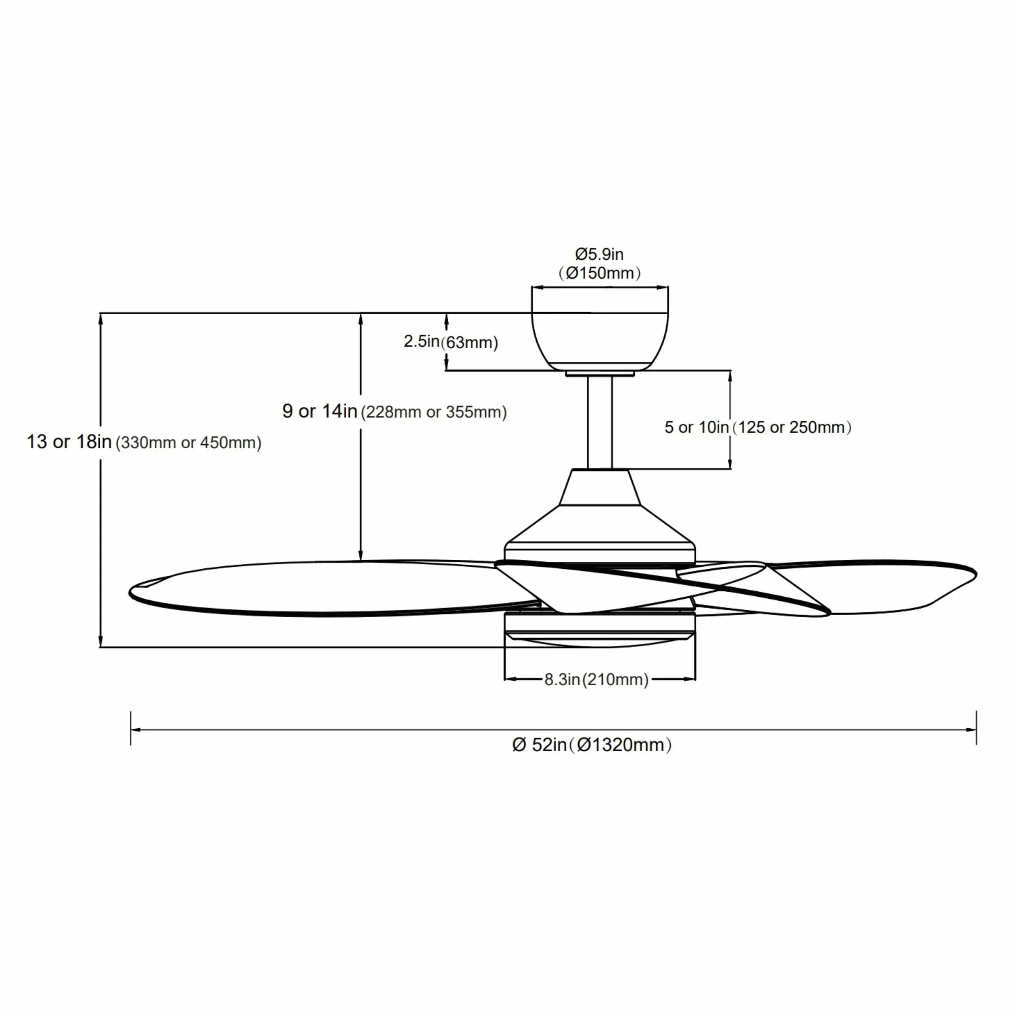 Ventilateur de plafond MAXI Ø132 cm silencieux avec lumière LED DC 40W