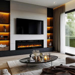 127 cm 50" Cheminée électrique murale multimédia Blazea avec feu électrique intégré à 13 couleurs de flamme avec télécommande 750/1500W