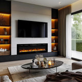 127 cm 50" Cheminée électrique murale multimédia Blazea avec feu électrique intégré à 13 couleurs de flamme avec télécommande 750/1500W