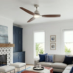 Ventilateur de plafond Louise en nickel brossé/noir noyer Ø142 cm avec pales en bois massif 100 %
