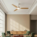 Ventilateur de plafond Louise blanc/bois naturel Ø142 cm avec pales en bois massif 100 %