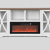 Ashford 93"/236cm White TV Stand With Storage Cabinets & 36"/91cm Electric Fireplace