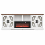 Ashford 93"/236cm White TV Stand With Storage Cabinets & 36"/91cm Electric Fireplace