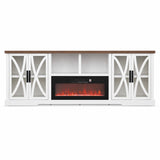 Ashford 93"/236cm White TV Stand With Storage Cabinets & 36"/91cm Electric Fireplace