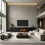 Noxen 115''/292cm Living Room TV Stand with 36''/91cm Recessed Electric Fireplace