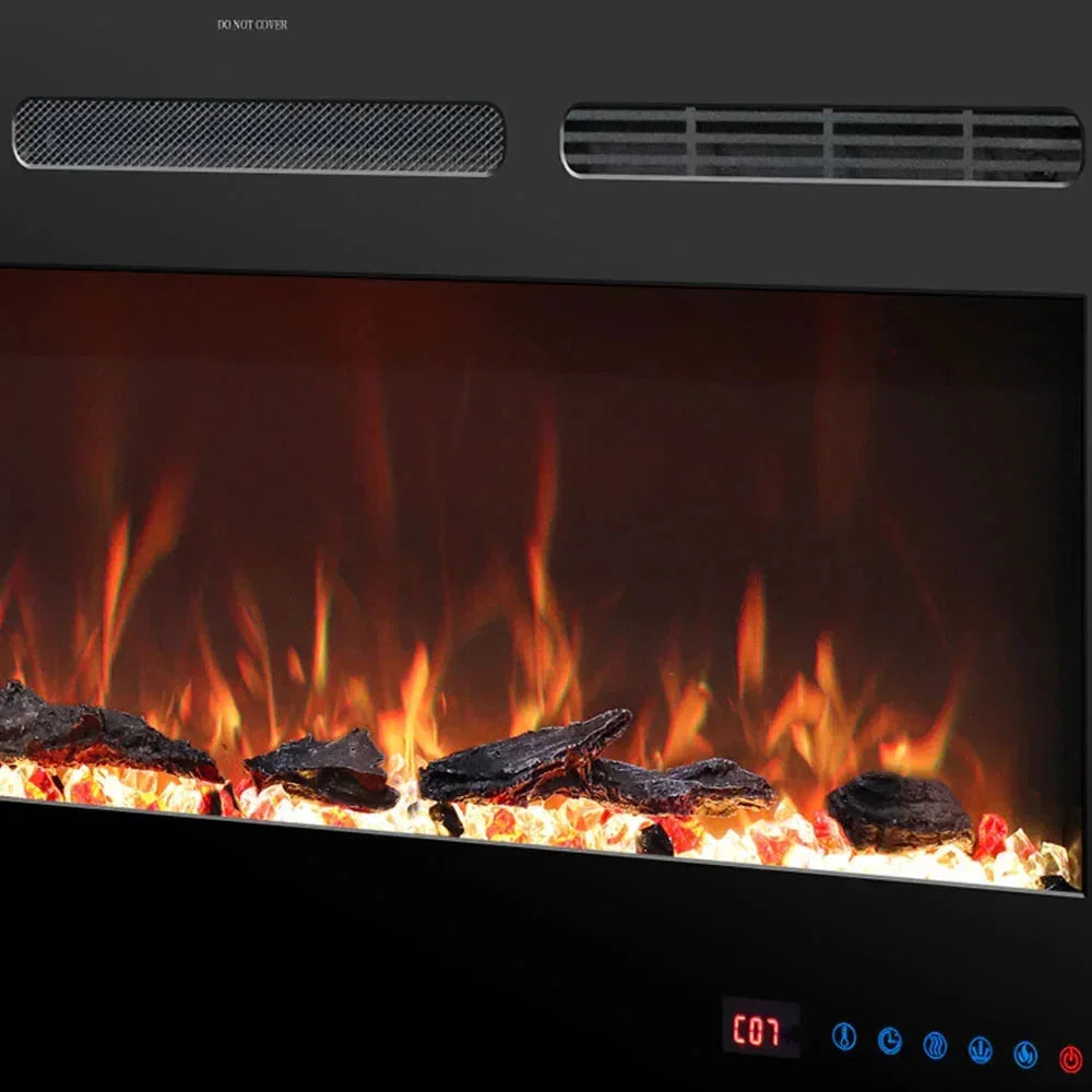 Cheminée électrique encastrable Celsio 106 cm 42" avec 13 couleurs de flammes, cheminée électrique murale 750/1500W