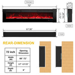 183 cm 72" Celsio feu électrique encastré intégré Hole in the Wall avec 13 couleurs de flamme 750W/1500W