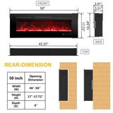 Cheminée électrique murale Celsio 127 cm 50" cheminée électrique encastrable avec 13 couleurs de flammes 750/1500W