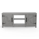 147cm/58" Grey TV Stand with Closed Storage, Storage Cabinet with Adjustable Shelves, Fits Up to 65" TVs