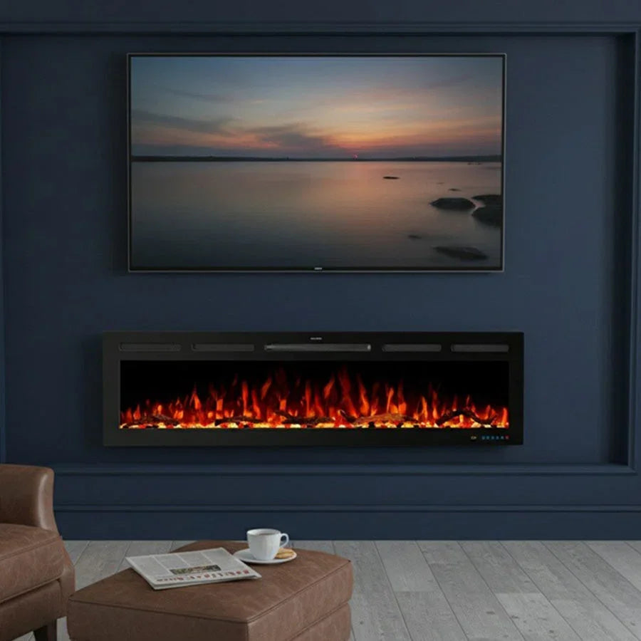 106 cm 42" Blazea cheminée électrique encastrable ou murale avec 13 couleurs de flamme et télécommande 750/1500W