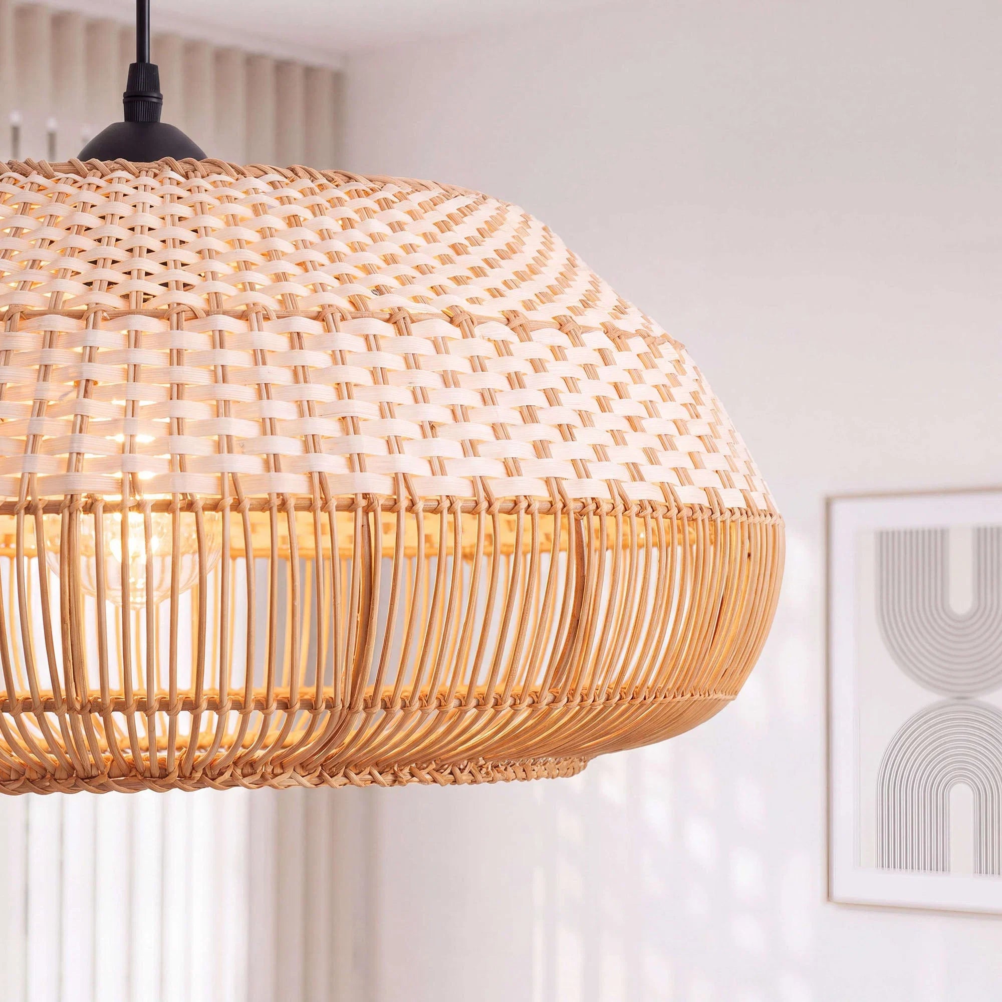 Suspension moderne en rotin Ø48 cm