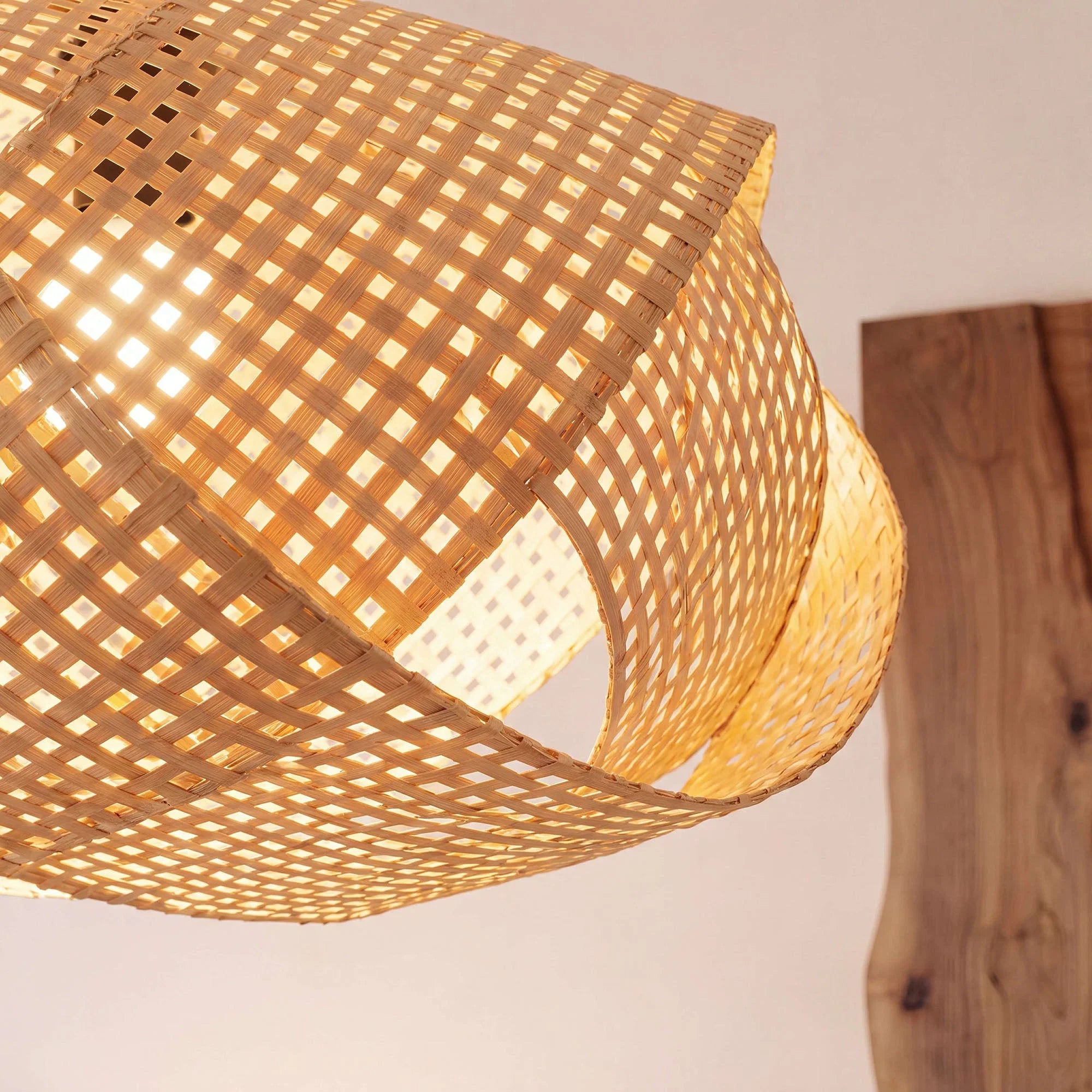 Suspension en bambou style Wabi-Sabi naturel vague Ø50cm